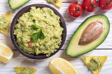 Guacamole with ingredients