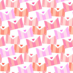 Cute seamless pattern with love letters envelopes. Vector background texture for web, print and textile. Valentines day design.