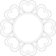 Black and white wreath with hearts and place for text