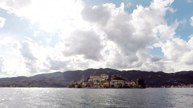 View of Isola San Giulio from the water. Italy.