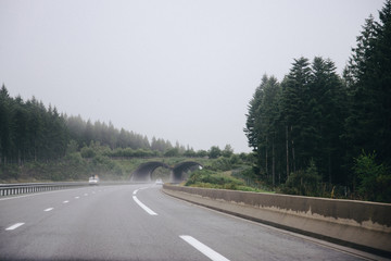 Naklejka premium Cars on highway in rainy day