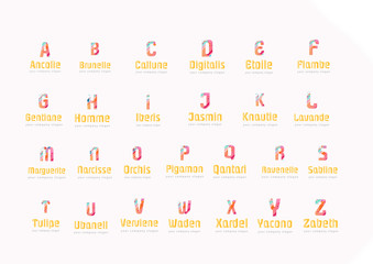 Rounded font.Vector alphabet,Planned letters in color