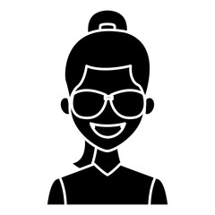 Young fashion woman with sunglasses cartoon