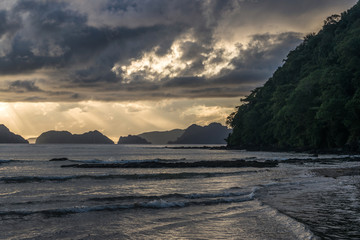 Beautiful sunset  in El Nido, Palawan island, Philippines