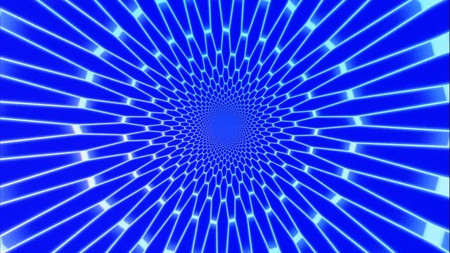 Animazione convergente tunnell a griglia fluorescente su sfondo chroma key