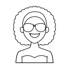 Young fashion woman with sunglasses cartoon