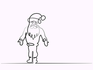 Continuous line different width drawing. Santa Claus Christmas sign. Vector illustration