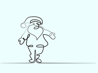 Continuous line different width drawing. Santa Claus Christmas sign. Vector illustration