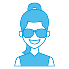 Young fashion woman with sunglasses cartoon