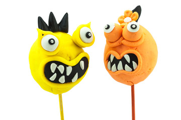 Plasticine funny lollipop monsters