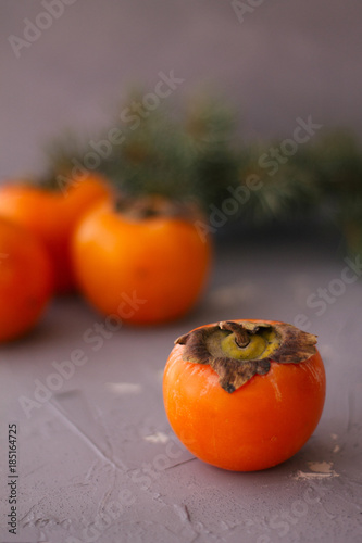 Juicy Sweet Tropical Red Persimmon Fruit Stock Photo And Royalty Juicy Sweet Tropical Red Persimmon Fruit