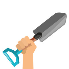 hand with gardening shovel isolated icon vector illustration design