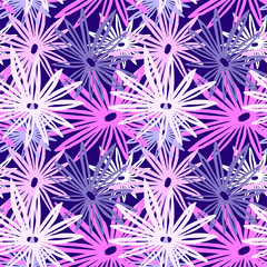 Flowers seamless hand craft expressive ink pattern.