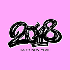 Happy new year 2018 hand craft expressive ink pattern.