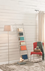 room decoration stairs concept modern chair concept red chair