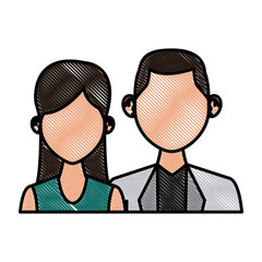 Elegant couple avatar cartoon