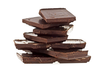 Broken chocolate bar isolated on a white background