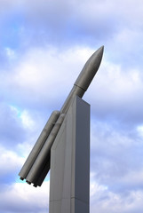 Mock-up of a rocket on a metal