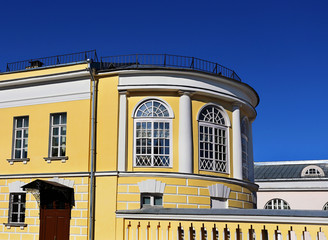 Detail of the buildings frontage .Ñlassical building of the late eighteenth century  with decorative columns