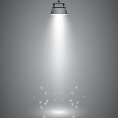 Scene illumination, transparent effects on a plaid dark background. Bright lighting with spotlights.