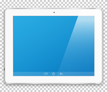 Realistic tablet computer with a blank screen to present your application design.