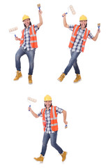 Funny painter isolated on white