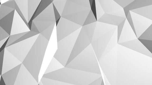 Abstract white cg polygonal crystal surface. Geometric poly silver triangles motion background.