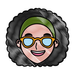 Woman with sunglasses cartoon