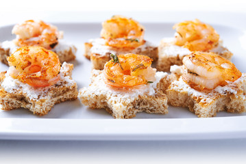 appetizer canape with shrimps