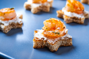 appetizer canape with shrimps