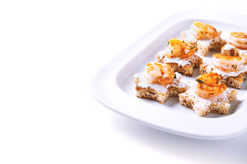 appetizer canape with shrimps