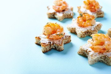 appetizer canape with shrimps