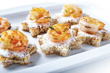 appetizer canape with shrimps