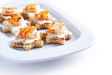appetizer canape with shrimps