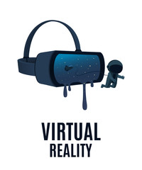 Virtual reality. The astronaut flies out of virtual reality glasses. Vector illustration