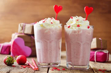 Valentines Strawberry banana milkshake with whipped cream