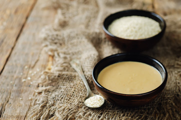 Tahini, sesame paste with sesame seeds