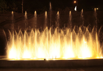 Singing fountain at Rike square Tbilisi at night