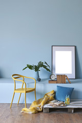 modern room decoration frame and flowers home