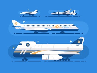 Fototapeta premium Aircraft types set