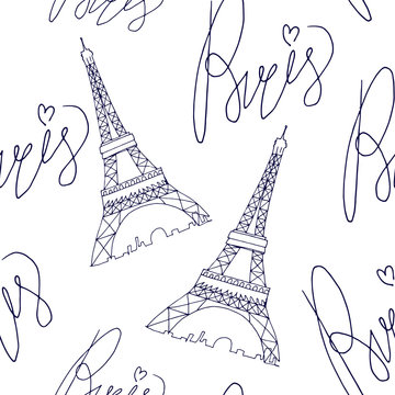 paris eiffel tower pattern with lettering