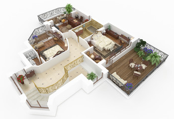 3d model of furnished home apartment