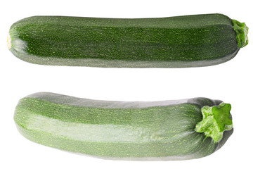 Two courgettes isolated on white background