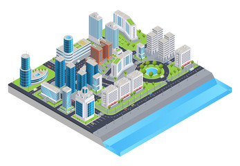 Isometric City Composition