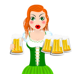 St. Patrick's Day illustration - waitress holding beer