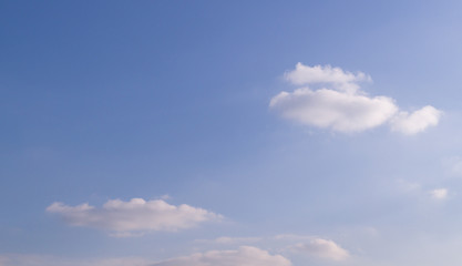 bright blue sky with clouds and sun. cumulus, background, weather.