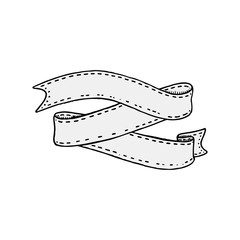Old vintage ribbon banner in engraving style. Hand drawn design element.