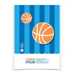 Brochure or web banner design with basketball icon