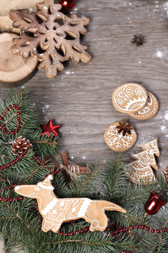 Christmas Gingerbread In The Shape Of A Dog