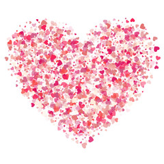 Heart shape vector pink confetti splash. Vector illustration